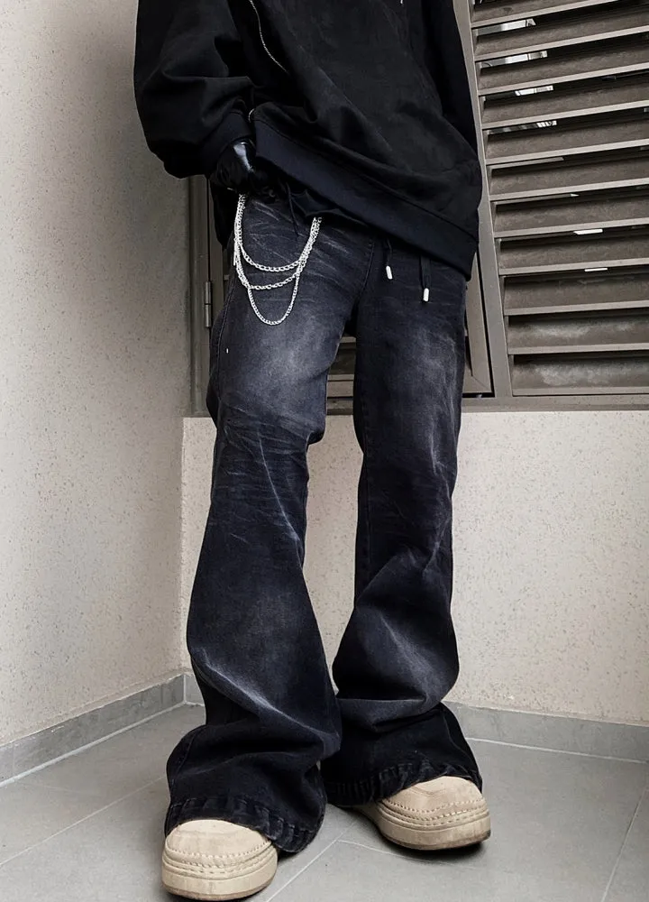 【UUCSCC】Clear wash processed sharp silhouette denim pants  US0087