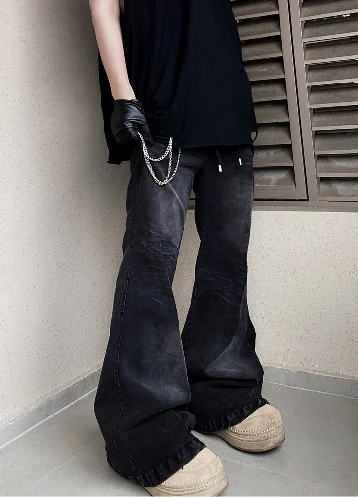 【UUCSCC】Clear wash processed sharp silhouette denim pants  US0087