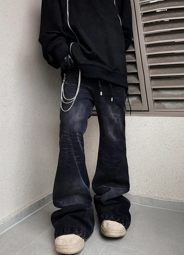 【UUCSCC】Clear wash processed sharp silhouette denim pants  US0087