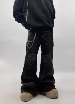 【UUCSCC】Clear wash processed sharp silhouette denim pants  US0087