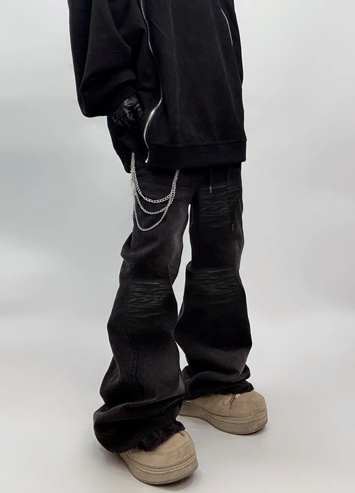 【UUCSCC】Clear wash processed sharp silhouette denim pants  US0087