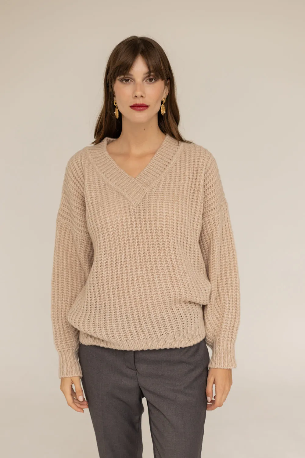 Victoria Merino Wool Sweater- Beige