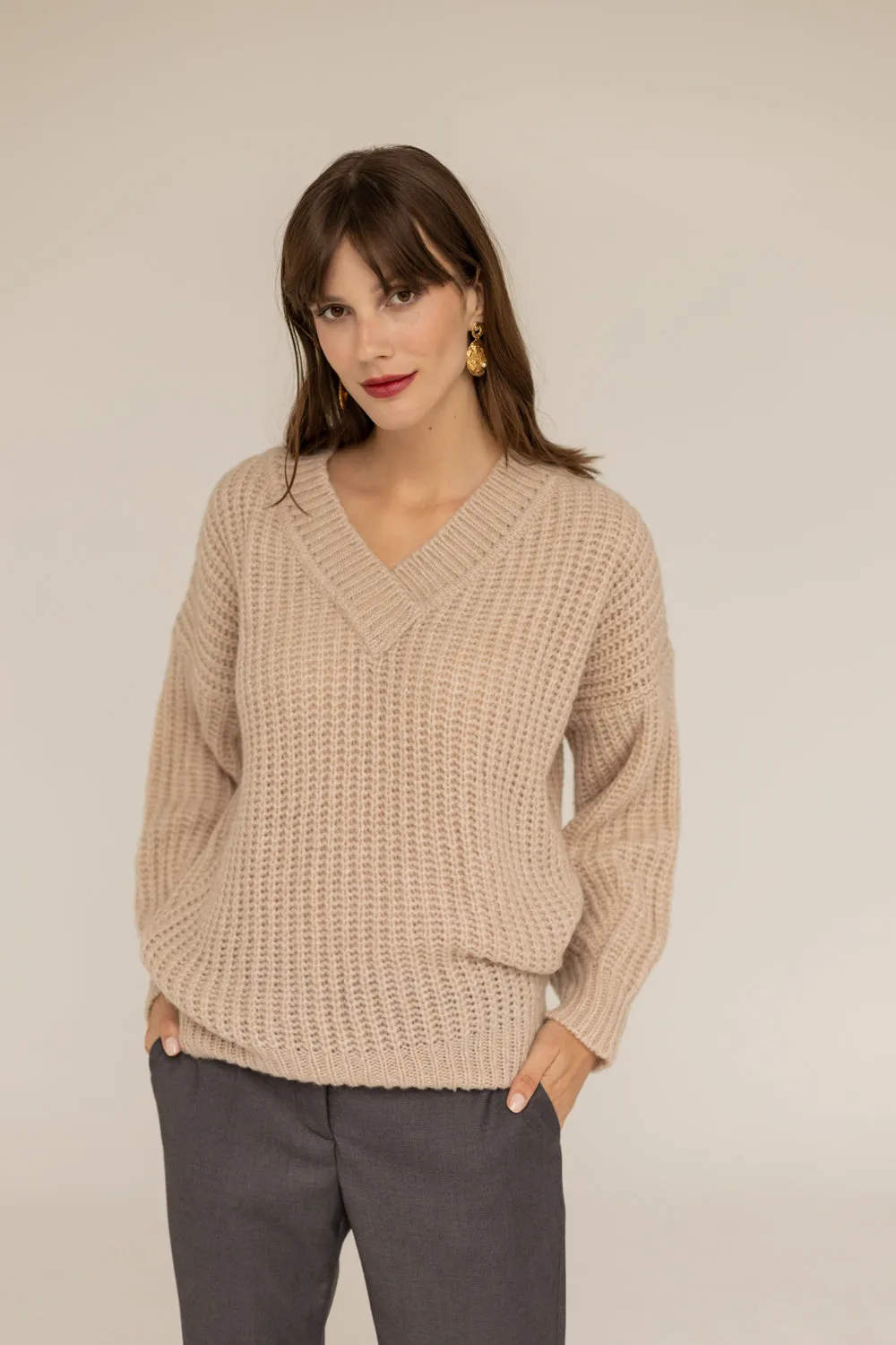 Victoria Merino Wool Sweater- Beige