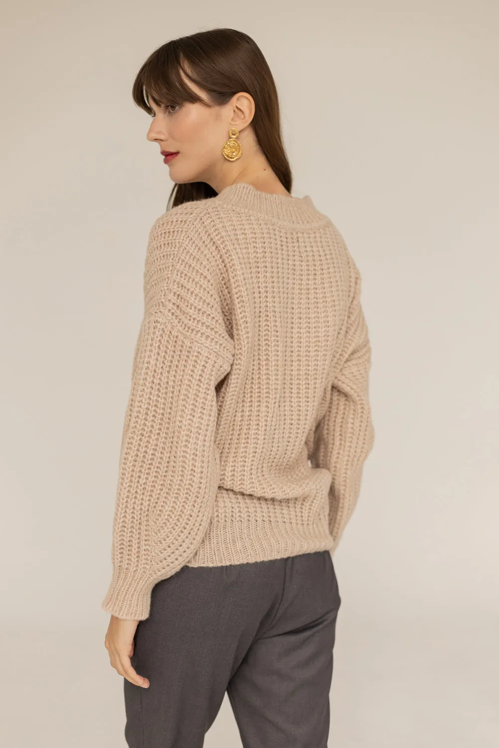 Victoria Merino Wool Sweater- Beige