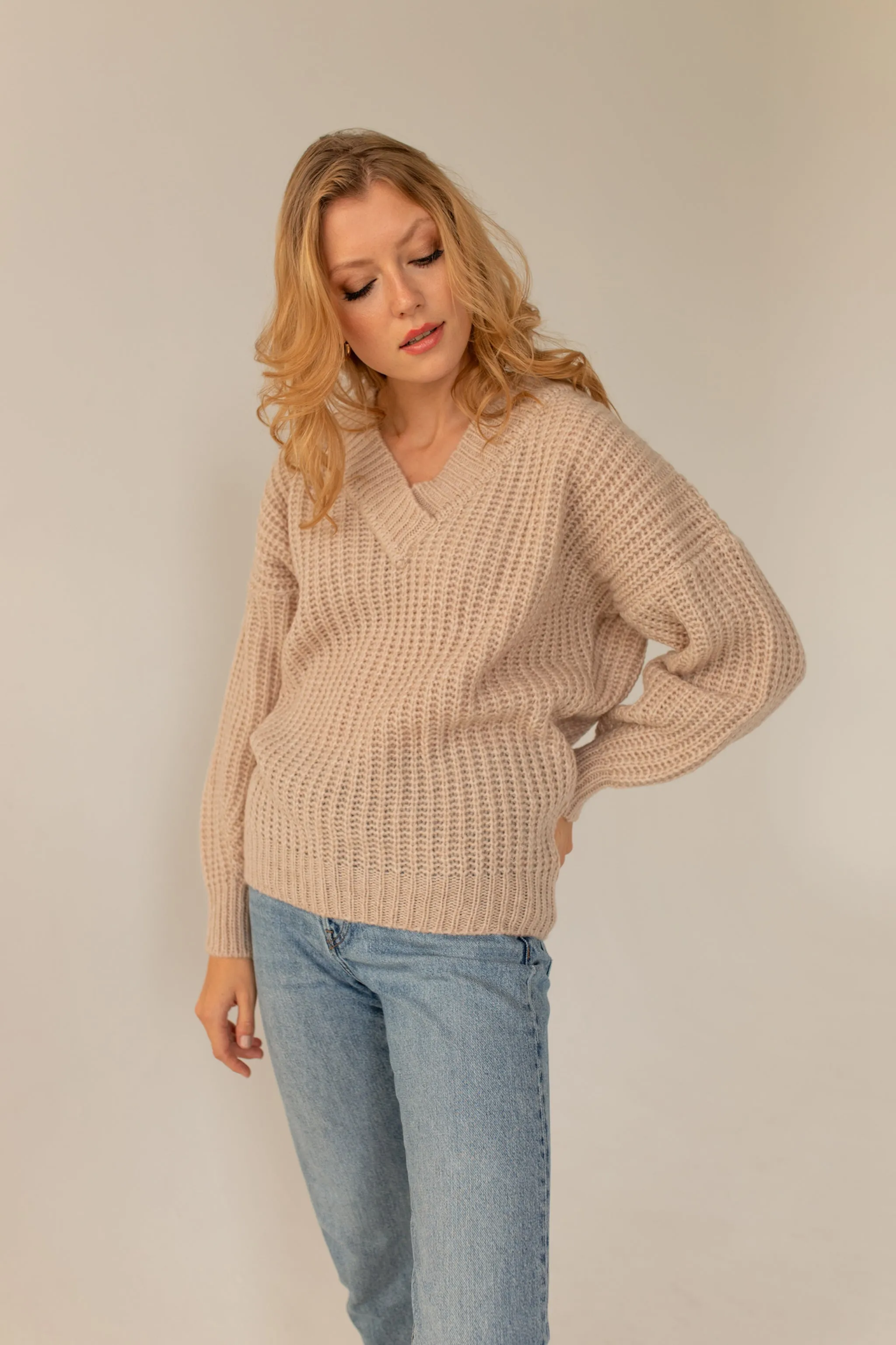 Victoria Merino Wool Sweater- Beige
