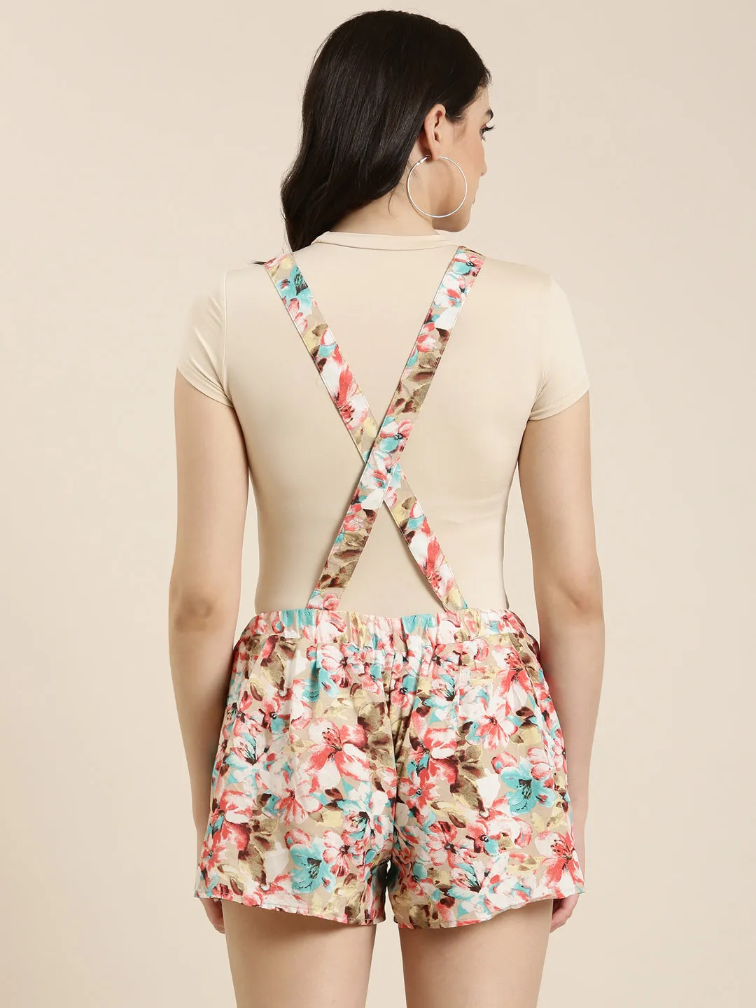 Women Multi Floral Printed Cotton Dungarees