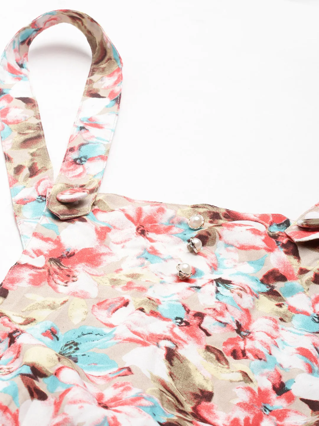 Women Multi Floral Printed Cotton Dungarees