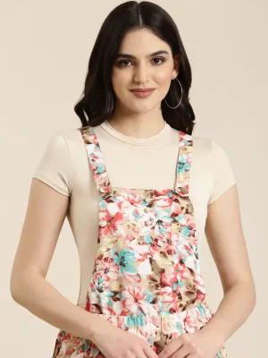Women Multi Floral Printed Cotton Dungarees