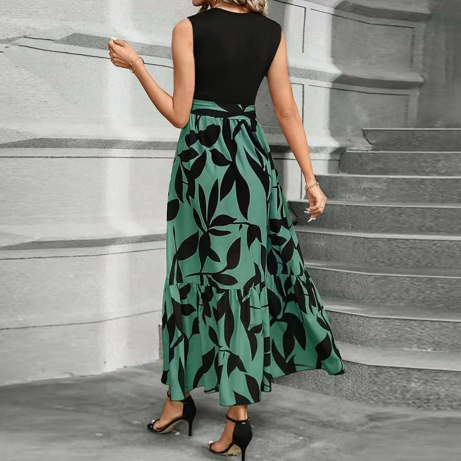 Women Summer Dresses 2025 Printed Sundresses Elegant Beach Tank Dress A Line Casual Sleeveless Vacation Clothes