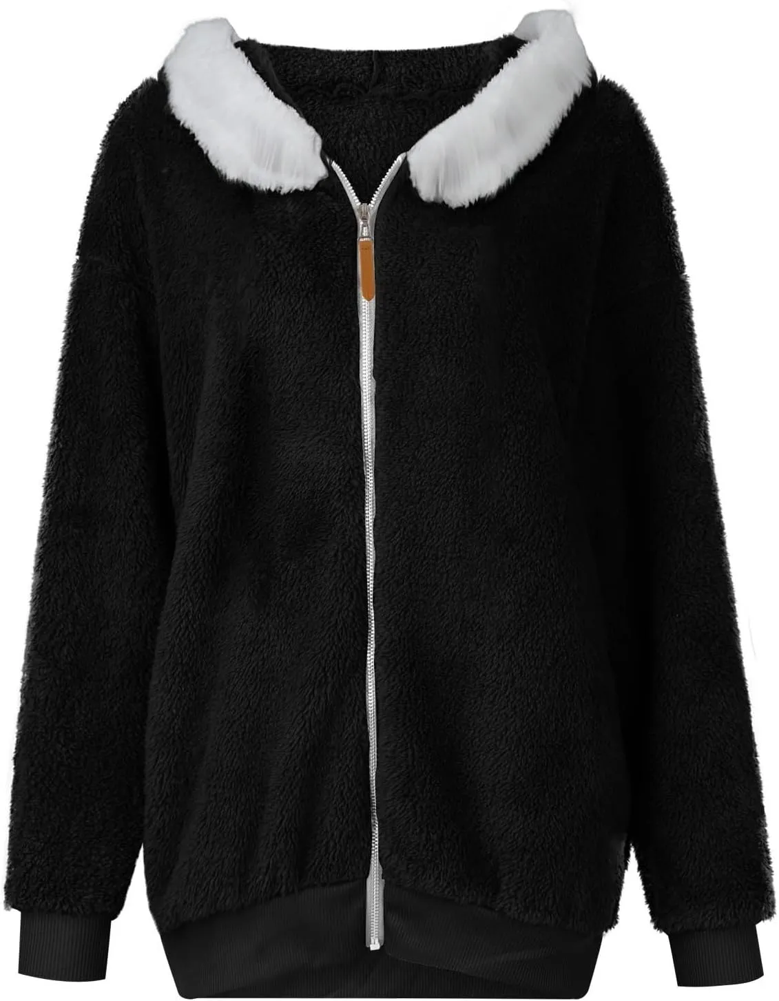 Womens Coats Fuzzy Fleece Cardigan Winter Warm Zip Up Hooded Sherpa Jackets 2024 Fluffy Outerwear with Pocket S-5XL