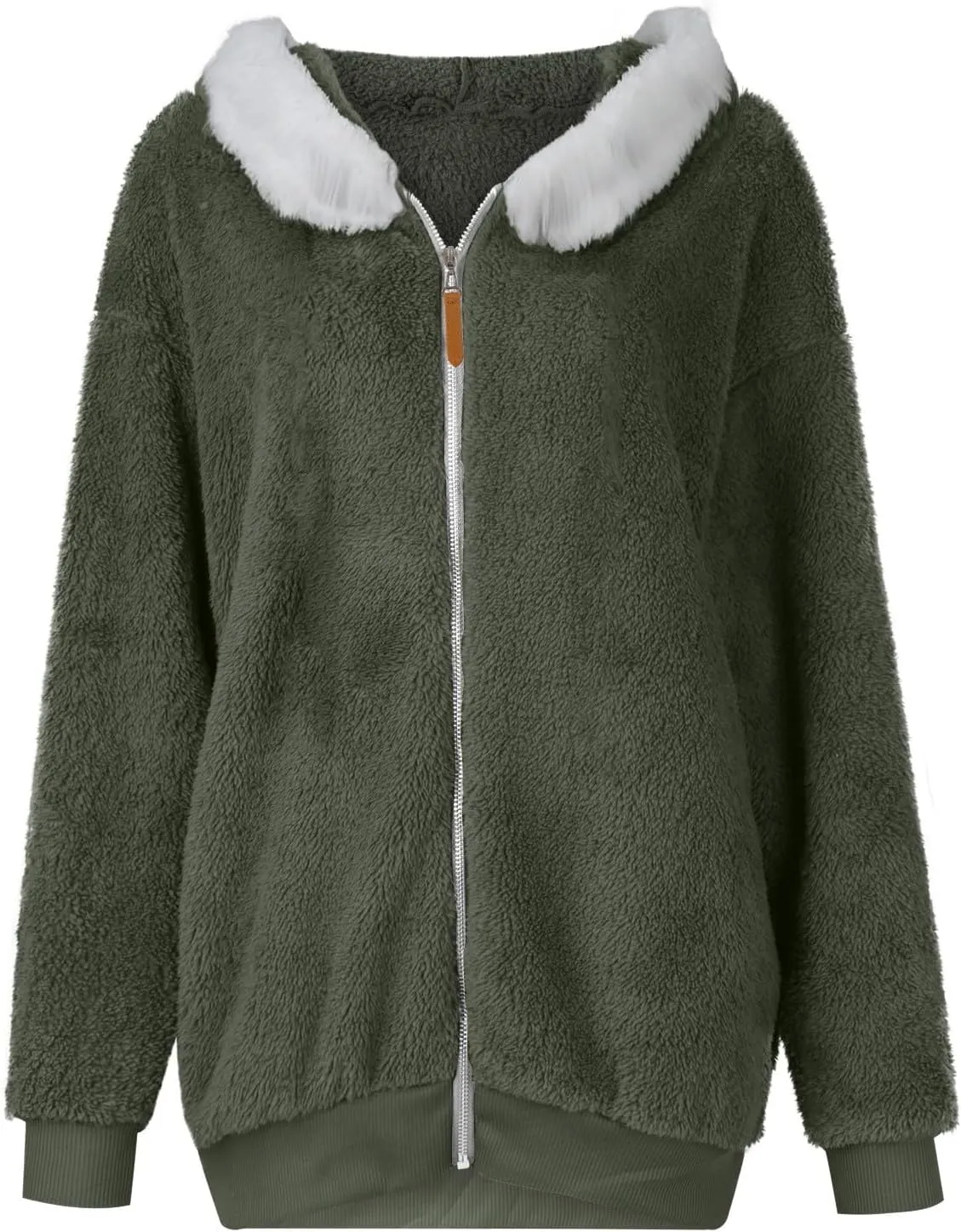 Womens Coats Fuzzy Fleece Cardigan Winter Warm Zip Up Hooded Sherpa Jackets 2024 Fluffy Outerwear with Pocket S-5XL