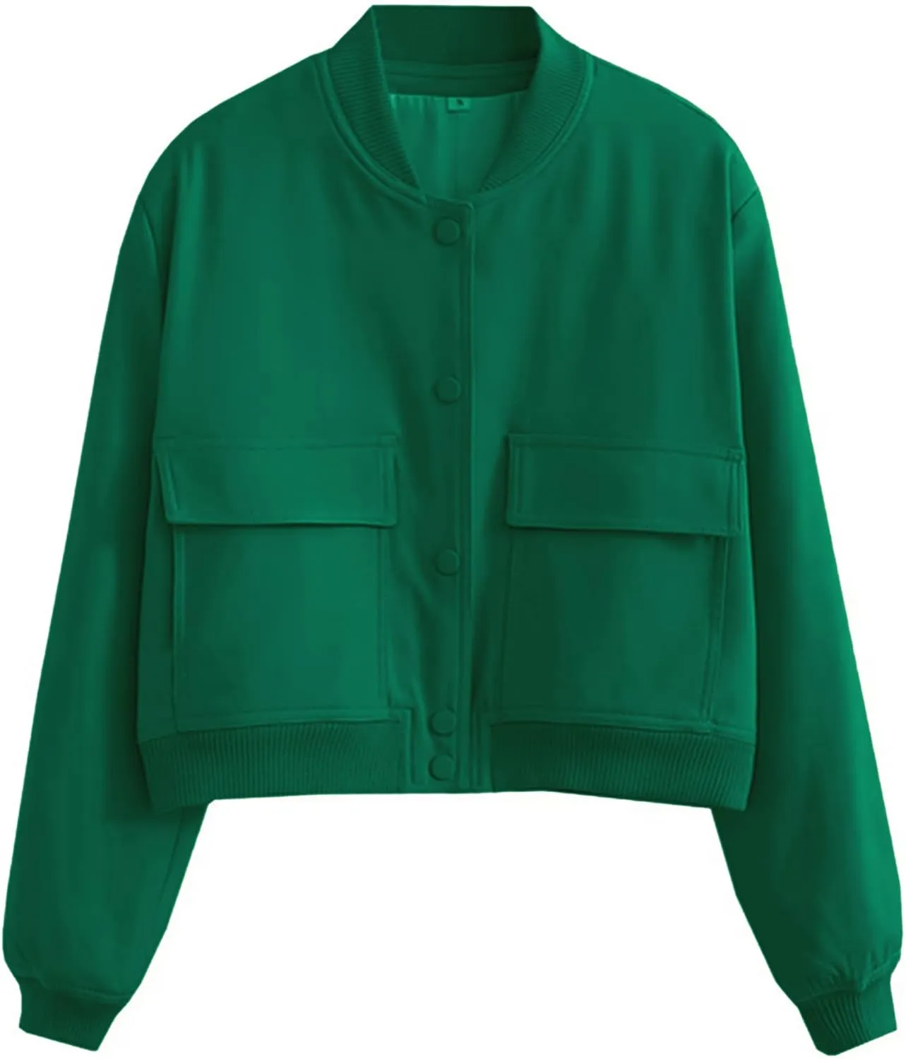 Womens Cropped Bomber Jacket Button Down Varsity Jackets Shackets with Pockets