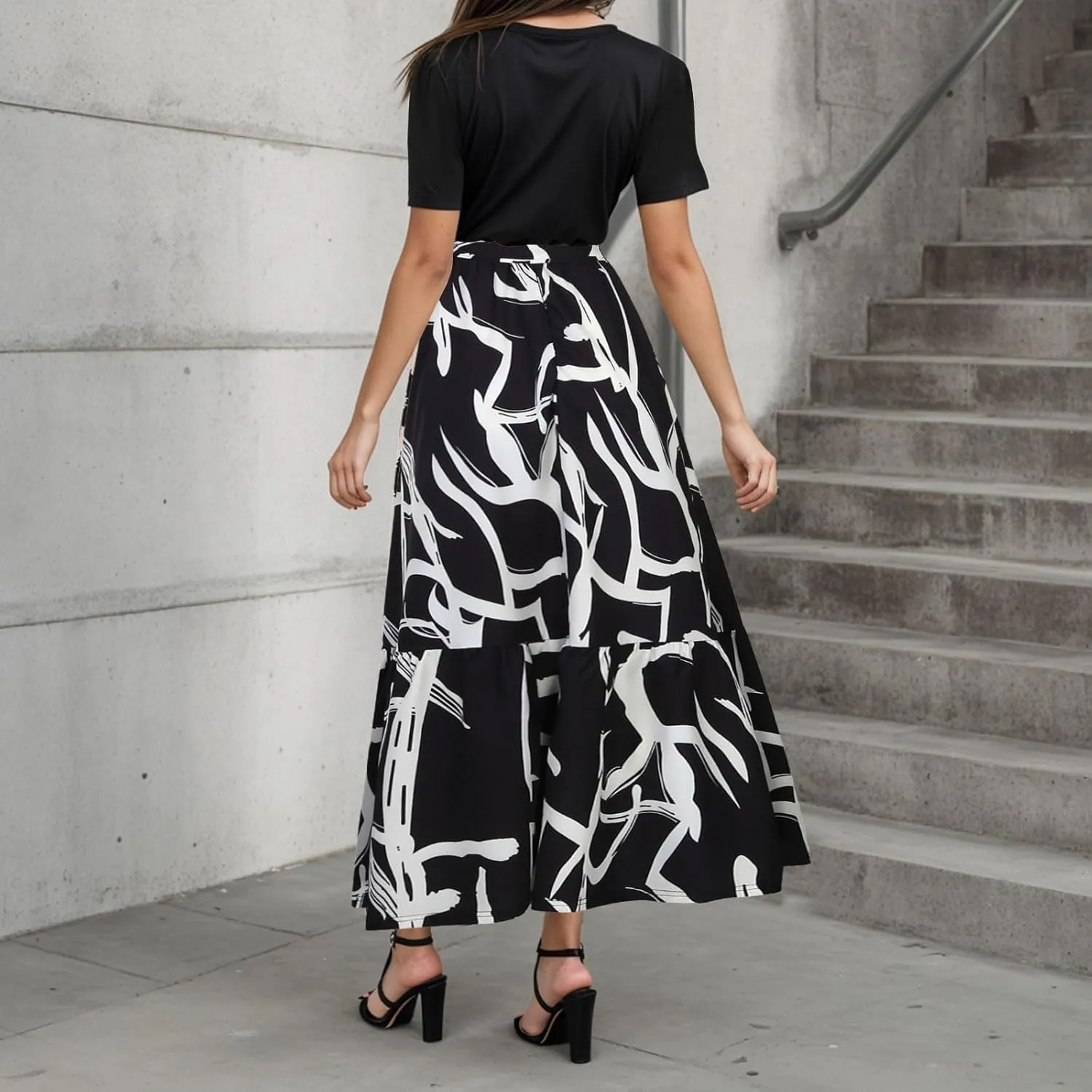 Women's Maxi Dress Floral Print Wrap Short Sleeve Summer Dresses High Waist Swing A Line Sundress Beach Vacaton Outfit 2025