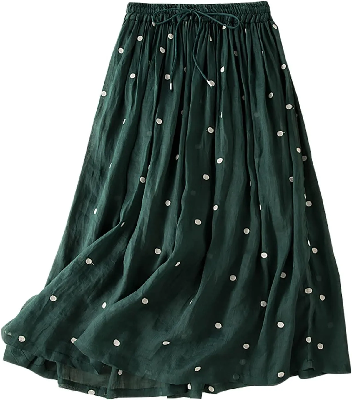 Womens Plus Size Maxi Skirt Linen Cotton Skirts Summer Causal Swiss Dot Elastic Waist Long Skirt Dress Clothes 2024