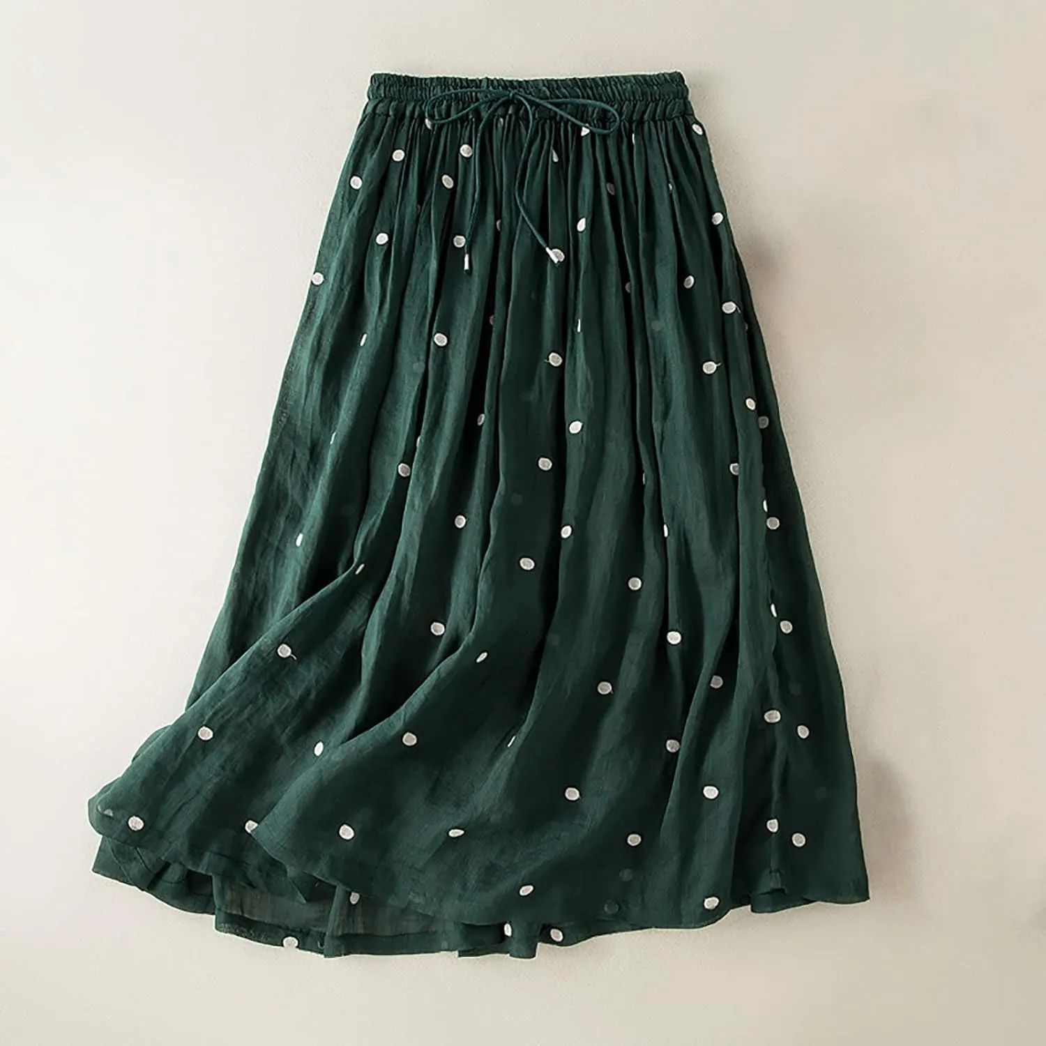Womens Plus Size Maxi Skirt Linen Cotton Skirts Summer Causal Swiss Dot Elastic Waist Long Skirt Dress Clothes 2024