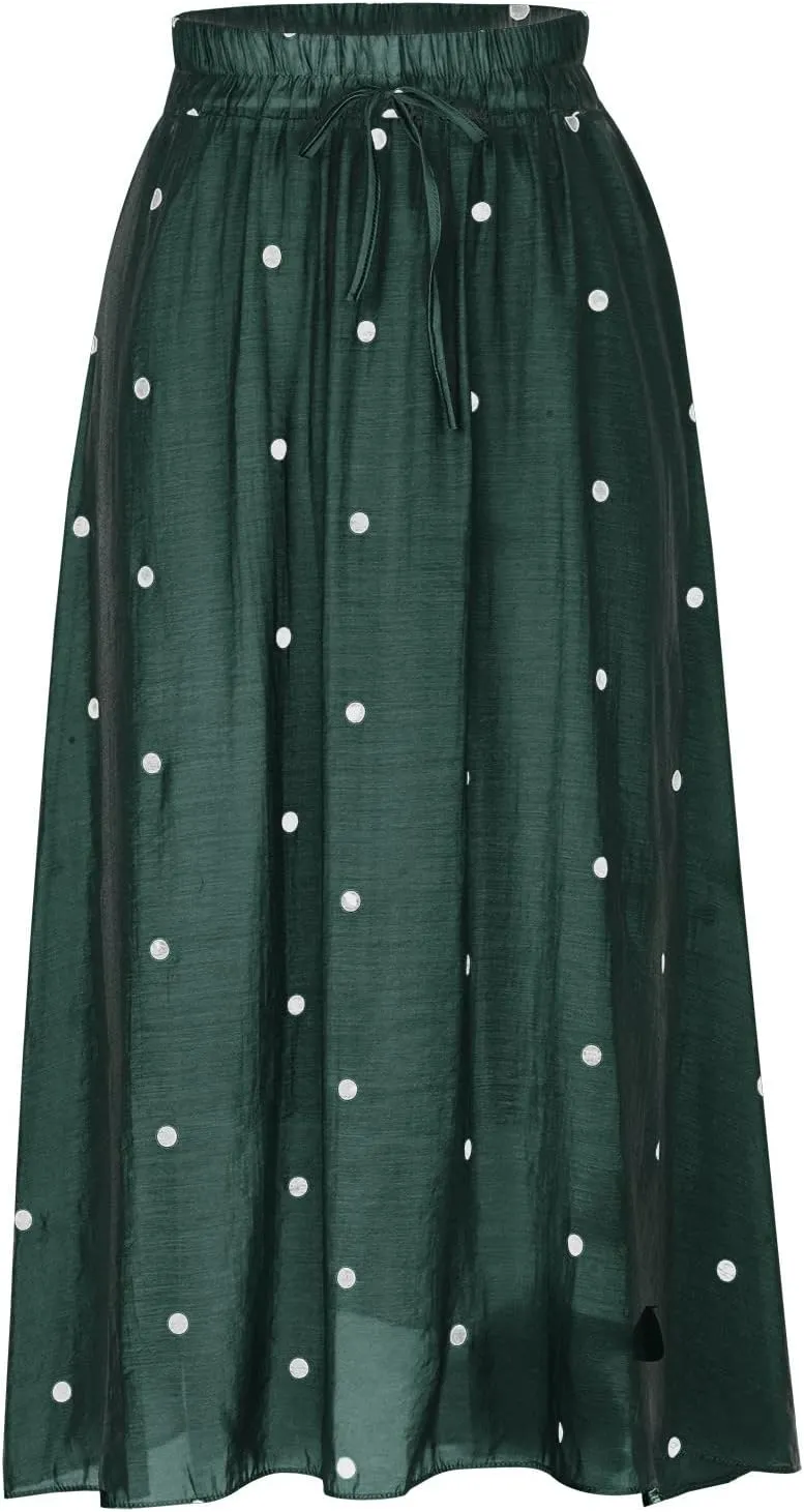 Womens Plus Size Maxi Skirt Linen Cotton Skirts Summer Causal Swiss Dot Elastic Waist Long Skirt Dress Clothes 2024
