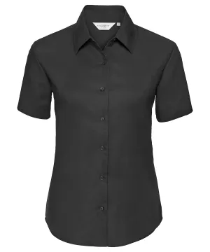 Womens short sleeve Oxford shirt | Black