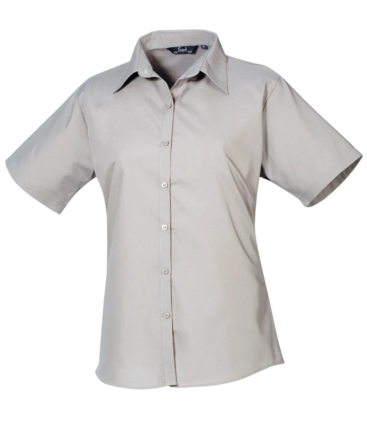 Womens short sleeve poplin blouse | Silver