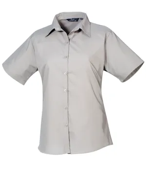 Womens short sleeve poplin blouse | Silver