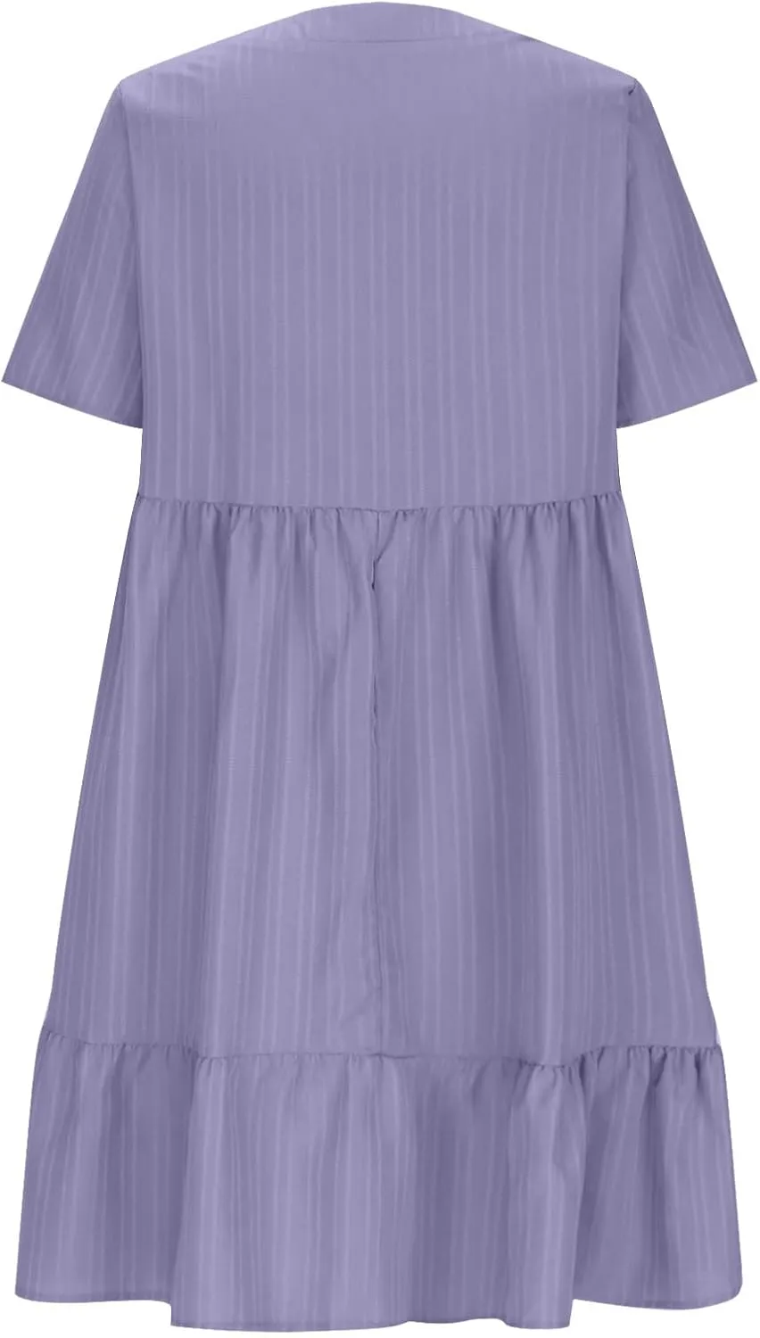 Women's Summer Dress 2024 Loose Crew Neck Short Sleeve Solid Sundress Casual Pleated Flowy Beach Mini Dresses